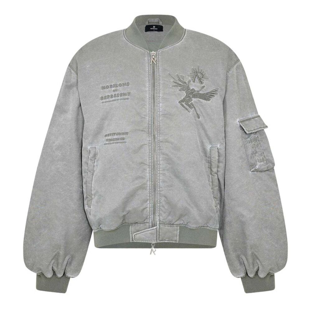 Represent Mens Water Resistant Tailored Bomber Jacket / Khaki Green